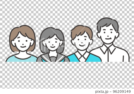 Middle-aged couple and teenage children vector illustration material / children / parenting 96209149