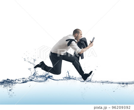 Businessman run on the water Businessman run on the water 96209392