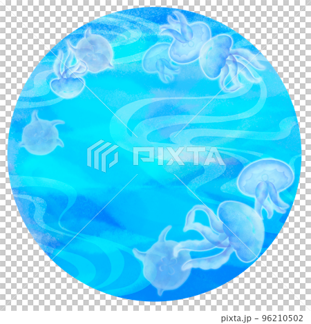 水中で泳いでいるクラゲのイラスト 96210502