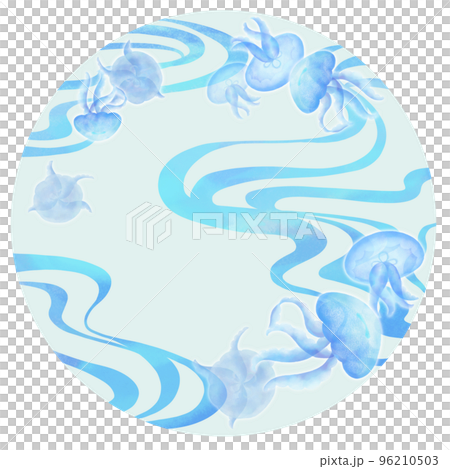 水中で泳いでいるクラゲのイラスト 96210503