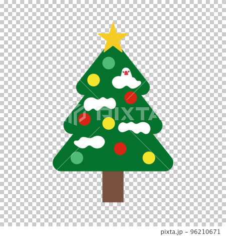 Simple white sparrow and Christmas tree without lines 96210671