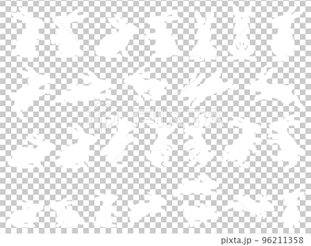 White rabbit silhouette illustration set 96211358