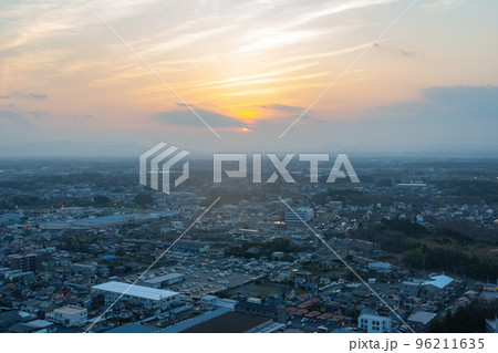 Aerial view of the Mito cityscape Aerial view of the Mito cityscape 96211635