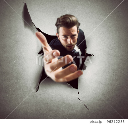 Business man swallowed by the hole of sheet 96212283