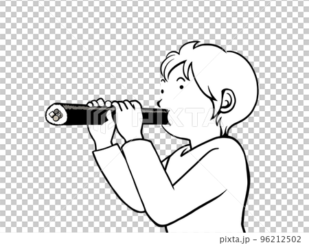 A simple black and white illustration of a person eating ehomaki A simple black and white illustration of a person eating ehomaki 96212502
