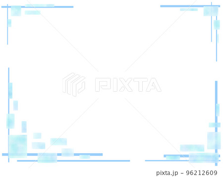 水色ブロックとラインのフレーム背景2 96212609