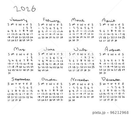 2026年シンプルカレンダー 96212968