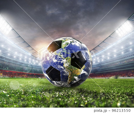 Soccer ball a as world. Earth provided by NASA. 96213550