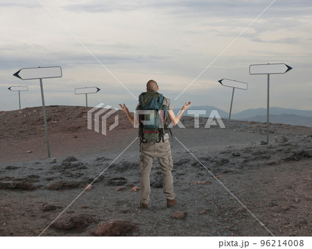 Uncertain explorer is lost in a desert Uncertain explorer is lost in a desert 96214008