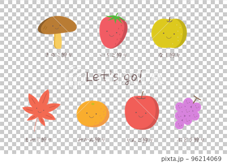 紅葉・味覚狩りのカラーイラストセット 96214069