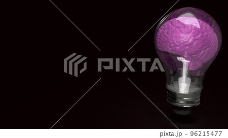 The lightbulb brain on black background  3d rendering 96215477