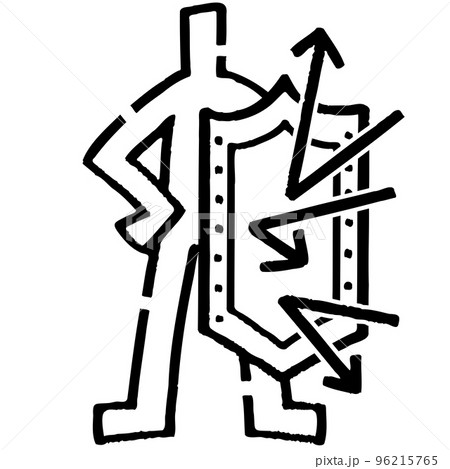 盾で攻撃から身を守る棒人間 盾で攻撃から身を守る棒人間 96215765