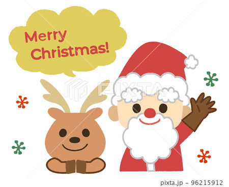 サンタとトナカイの吹きだしイラスト　クリスマス 96215912