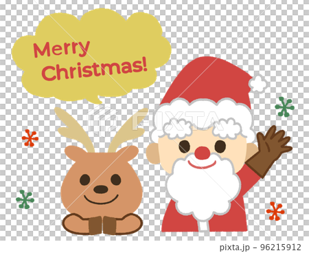 サンタとトナカイの吹きだしイラスト　クリスマス 96215912