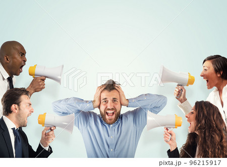 Stress concept with screaming colleagues 96215917