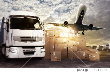 Truck and aircraft ready to start to deliver 96215928