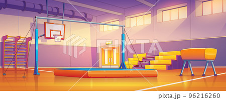School gym, court interior with sports equipment School gym, court interior with sports equipment 96216260