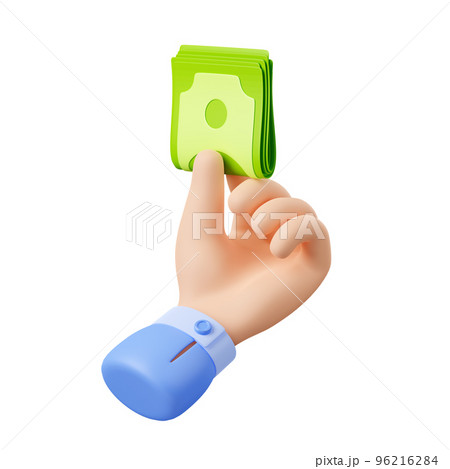 3d render businessman hand holding money banknotes 96216284