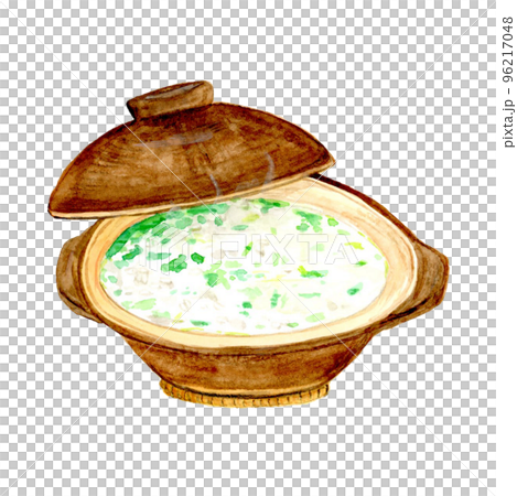 手描き水彩の土鍋の七草粥のイラスト 96217048