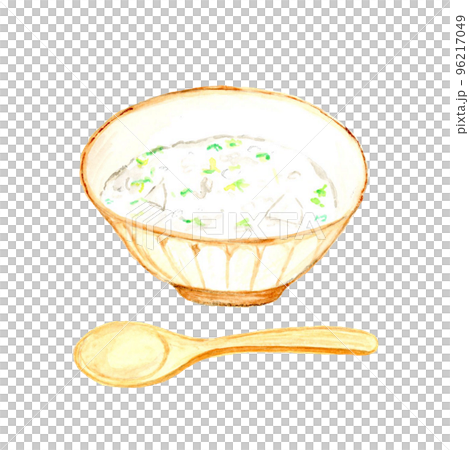 手描き水彩の茶碗の七草粥のイラスト 96217049