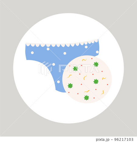 Vaginal infection, venereal disease concept. Ginecological disorder. Zoom circle showing problem with bacterias, viruses. Flat vector medical illustration 96217103
