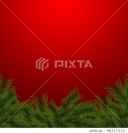 クリスマスの背景イラスト素材　モミの木の枝（1_2）　レッド背景 96217113