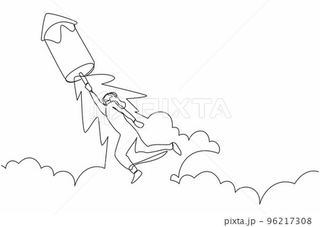 Continuous one line drawing Arab businessman fly on fireworks rockets and looking business opportunities. Excited executive director prepare for project launch. Single line design vector illustration Continuous one line drawing Arab businessman fly on fireworks rockets and looking business opportunities. Excited executive director prepare for project launch. Single line design vector illustration 96217308