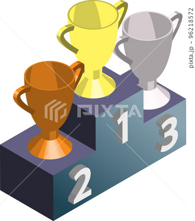 Awards podium and trophies illustration in 3D isometric style Awards podium and trophies illustration in 3D isometric style 96218572