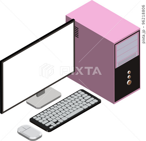 desktop computer illustration in 3D isometric style desktop computer illustration in 3D isometric style 96218806