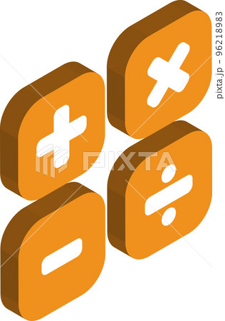 Plus minus multiply divide button illustration in 3D isometric style 96218983