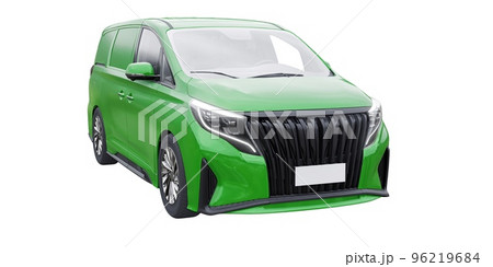 small commercial van for cargo transportation in cramped urban conditions. Courier car. A delivery service car with an inscription-free body for your own unique design. 3d rendering. 96219684