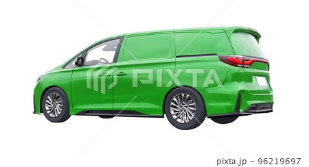 small commercial van for cargo transportation in cramped urban conditions. Courier car. A delivery service car with an inscription-free body for your own unique design. 3d rendering. 96219697