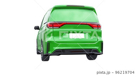 small commercial van for cargo transportation in cramped urban conditions. Courier car. A delivery service car with an inscription-free body for your own unique design. 3d rendering. 96219704