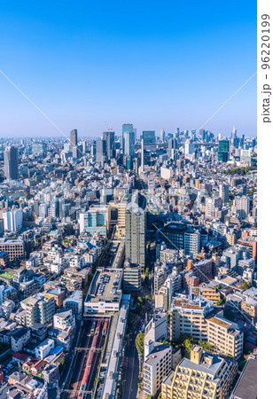 日本の東京都市景観 恵比寿駅や珍景・N`EXなど3電車揃い踏み（N`EX2電車・山手線）などを望む 96220199