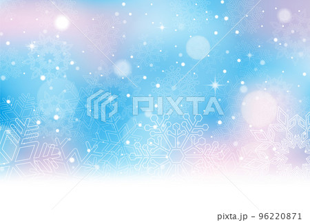 雪の結晶とキラキラした水色の背景素材 雪の結晶とキラキラした水色の背景素材 96220871