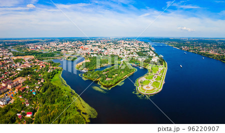 Yaroslavl city, Volga river aerial view 96220907