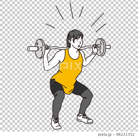 Asian female trainee lifting barbell Asian female trainee lifting barbell 96221352
