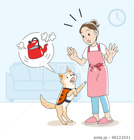 優しいタッチのヤカンが沸騰したことを伝える聴導犬 96222031