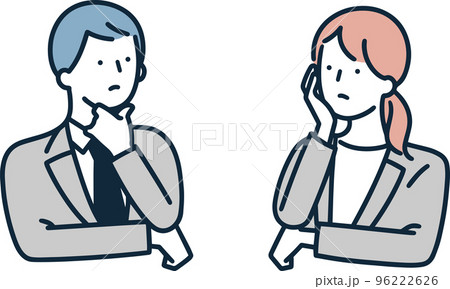 疑問　不安　男女　イラスト 96222626