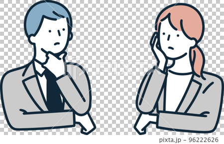 疑問　不安　男女　イラスト 96222626