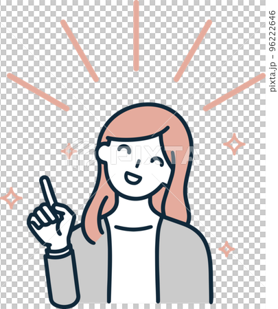 一個女上班族指著的插圖 96222646