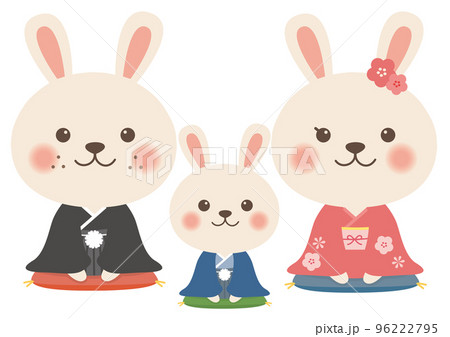 年賀状素材 うさぎイラスト（親子） 96222795
