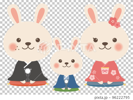 年賀状素材 うさぎイラスト（親子） 96222795
