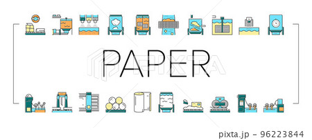 Paper Production Plant Collection Icons Set Vector . Paper Production Plant Collection Icons Set Vector . 96223844