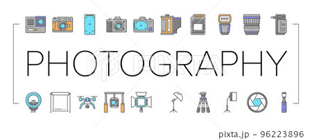 Photography Device Collection Icons Set Vector . Photography Device Collection Icons Set Vector . 96223896
