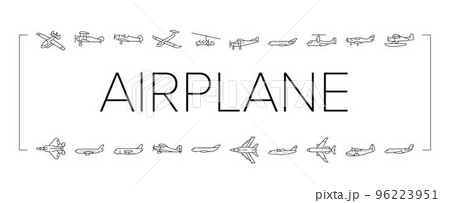airplane aircraft plane travel icons set vector 96223951