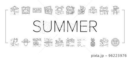 summer season vacation nature icons set vector 96223976