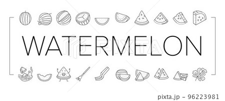watermelon summer fruit slice icons set vector watermelon summer fruit slice icons set vector 96223981