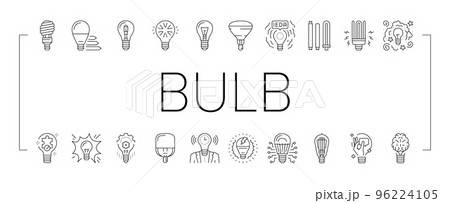 Bulb Electrical Energy Accessory Icons Set Vector 96224105