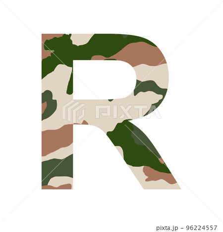 English alphabet letter R, khaki style isolated on white background - Vector 96224557